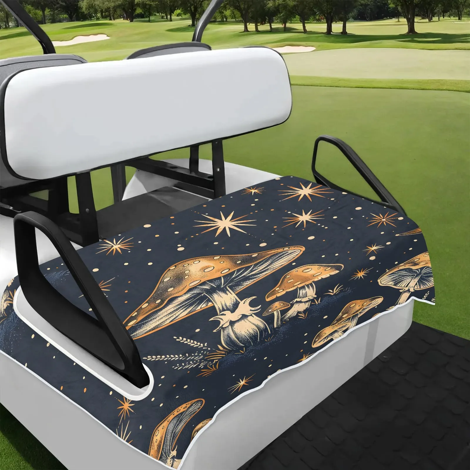 Tiveruda Retro Mushroom Golf Cart Seat Cover 51 x 31 in