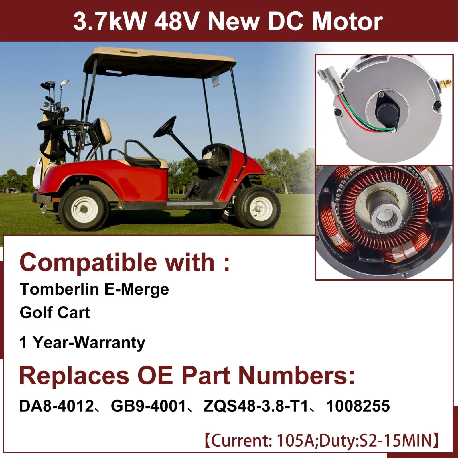 SUNKWAIS 48V 3.7 kW DC Motor DA8-4012 GB9-4001 ZQS48-3.8-T1 1008255 image 2