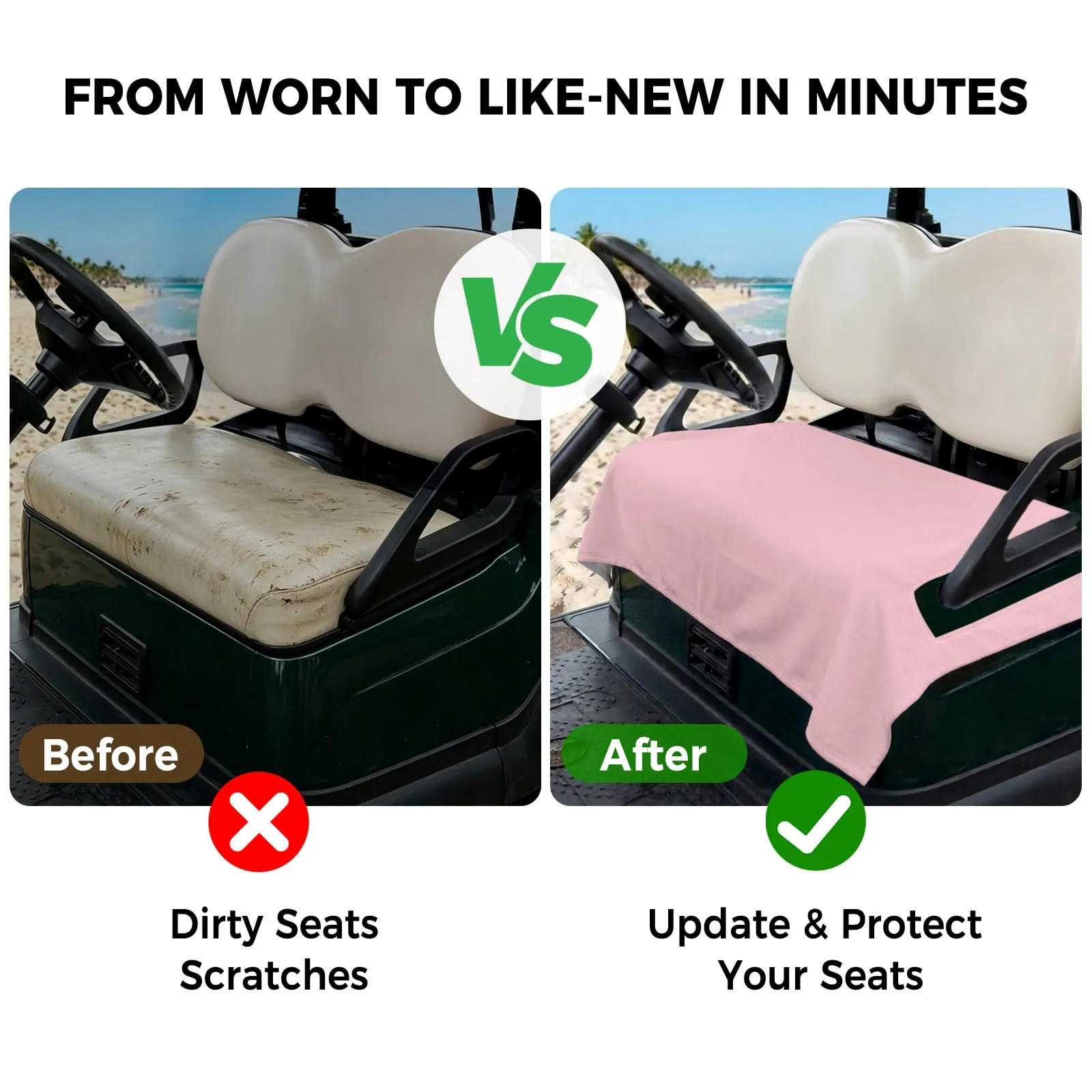 BEMIGO Golf Cart Seat Cover, Light Pink, 51 x 31 Inch image 4