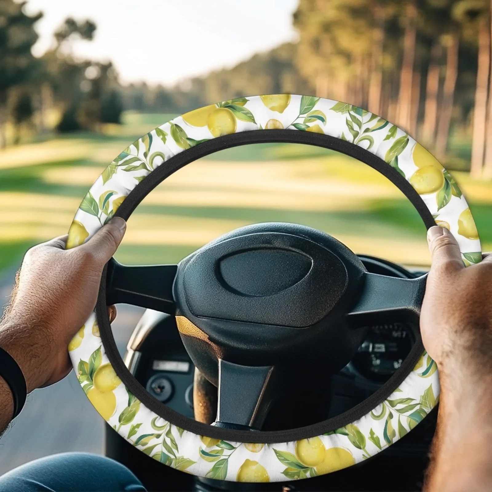 INSTANTARTS Lemon Golf Cart Steering Wheel Cover