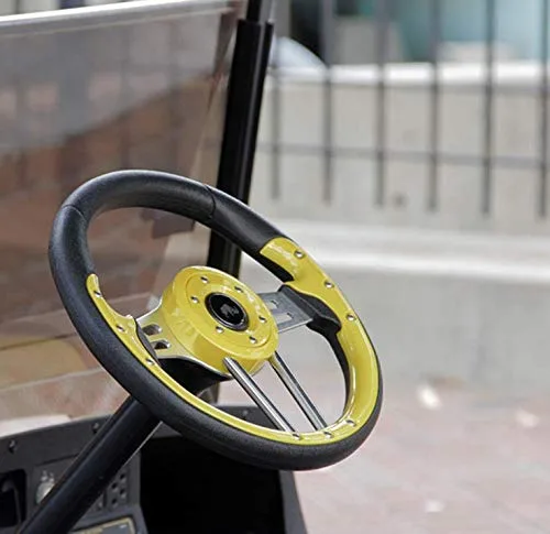 3G 13-Inch Golf Cart Steering Wheel Yellow and Black image 2