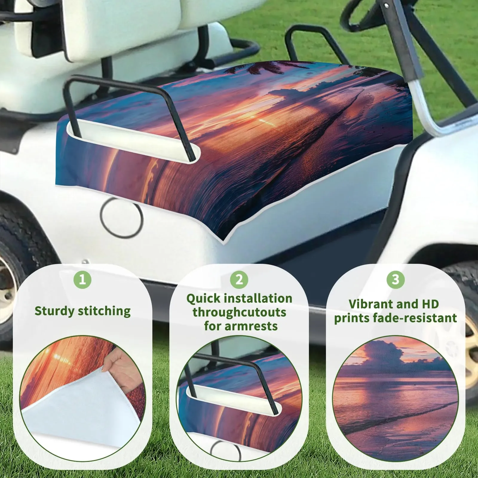 Tiveruda Golf Cart Seat Cover for Double Seats image 3