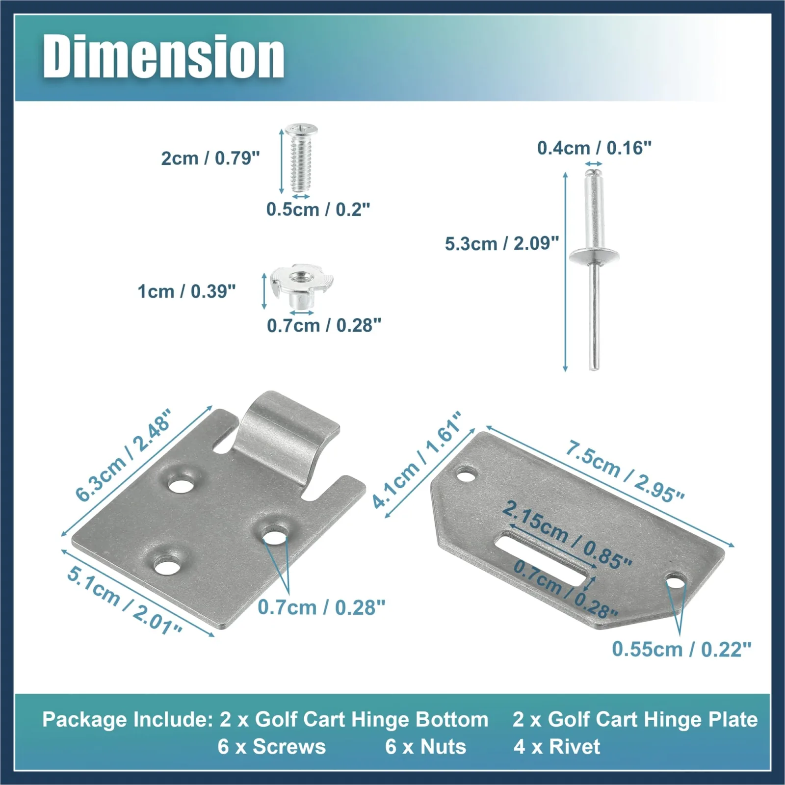 INFINAUTO E-Z-GO Golf Cart Seat Hinge Bottom and Plate Set image 4