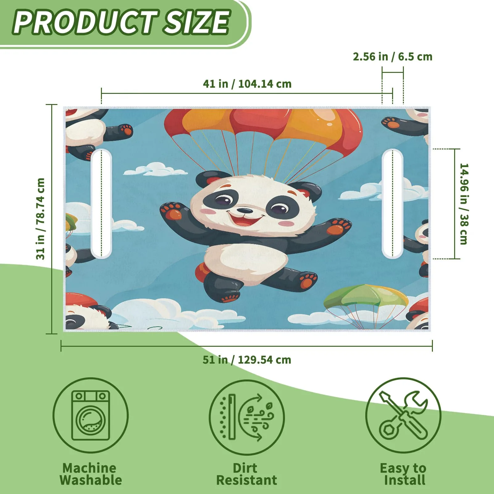 Tiveruda Cartoon Panda Golf Cart Seat Cover 51" x 31" image 2