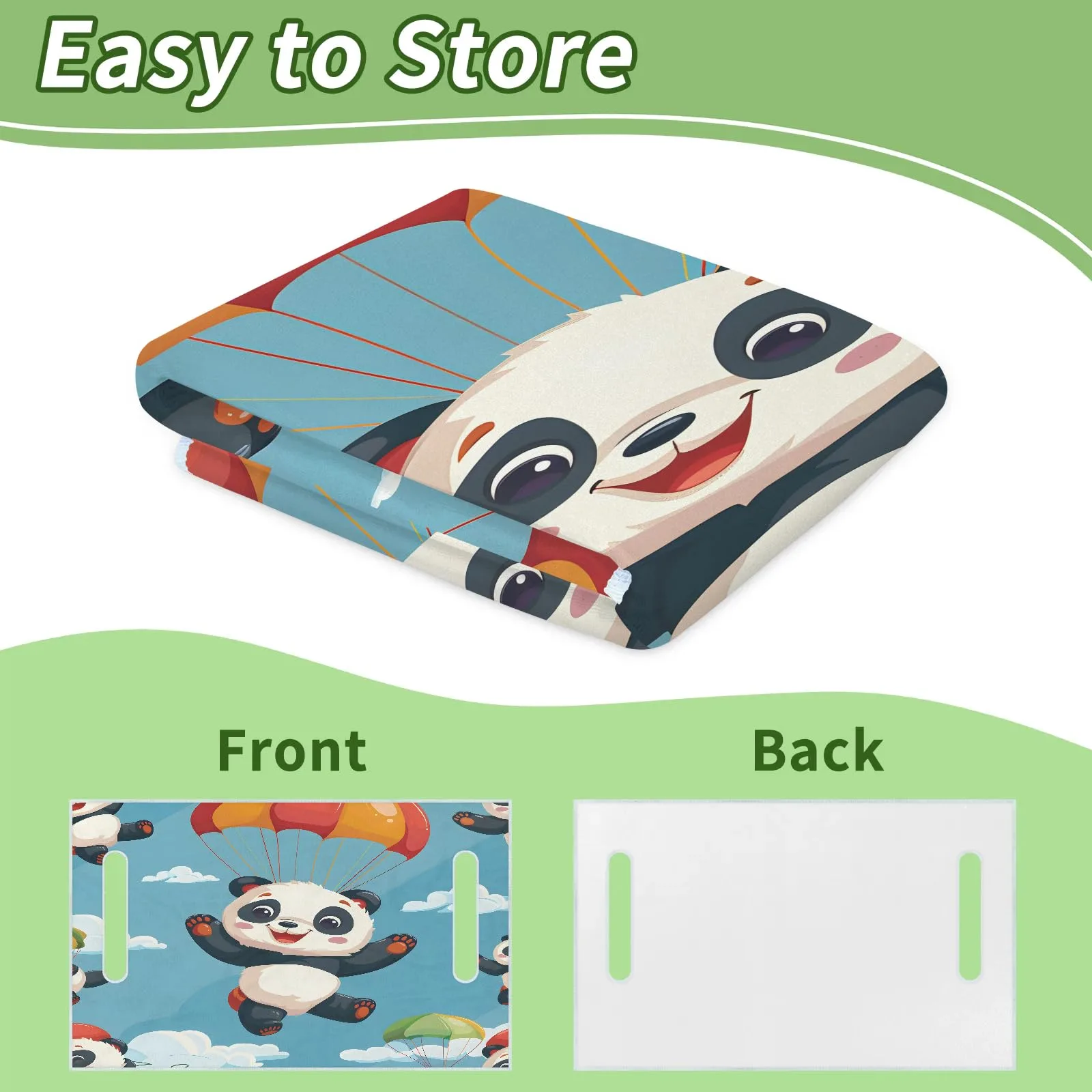 Tiveruda Cartoon Panda Golf Cart Seat Cover 51" x 31" image 4