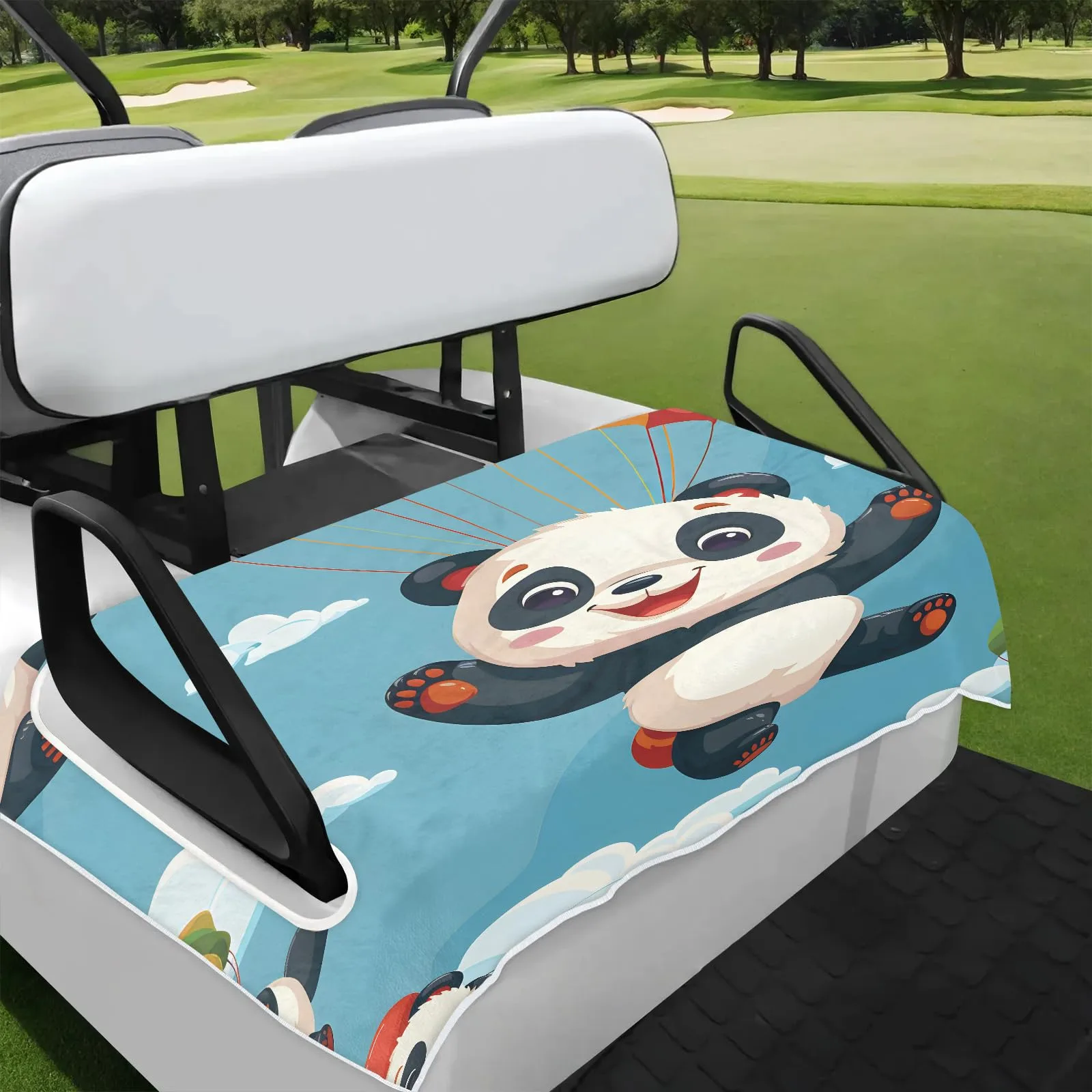 Tiveruda Cartoon Panda Golf Cart Seat Cover 51" x 31"