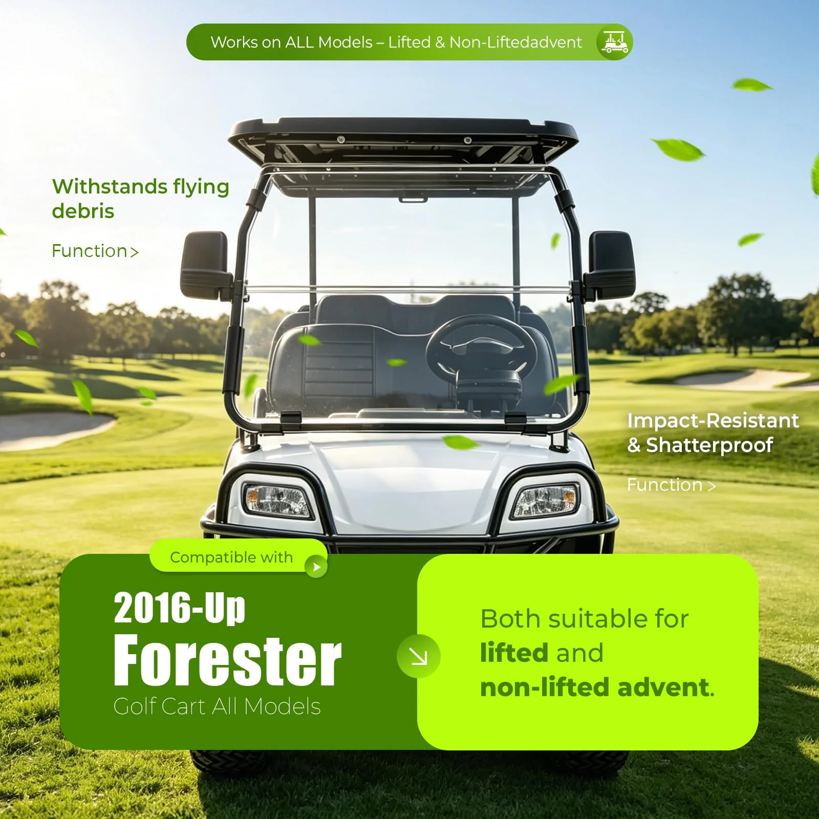 WUTIST GO-5112 Clear Windshield for Evolution Golf Carts image 2