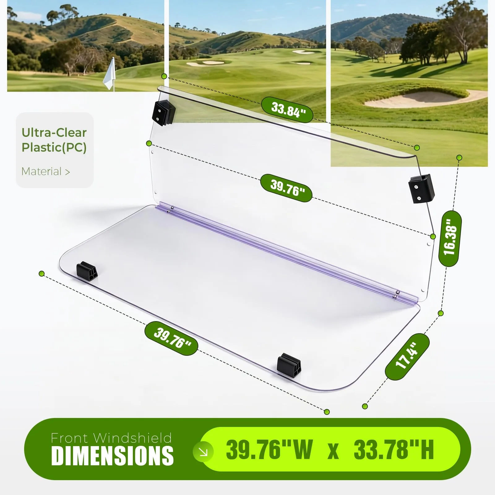 WUTIST GO-5112 Clear Windshield for Evolution Golf Carts image 3