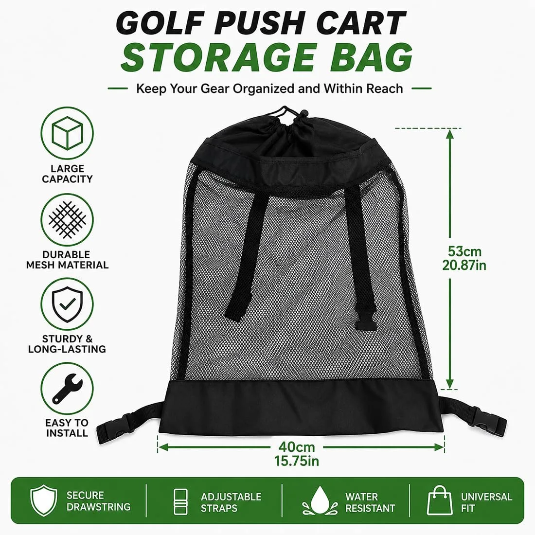 RJAHDNC Golf Push Cart Storage Bag for Cube Cart image 2
