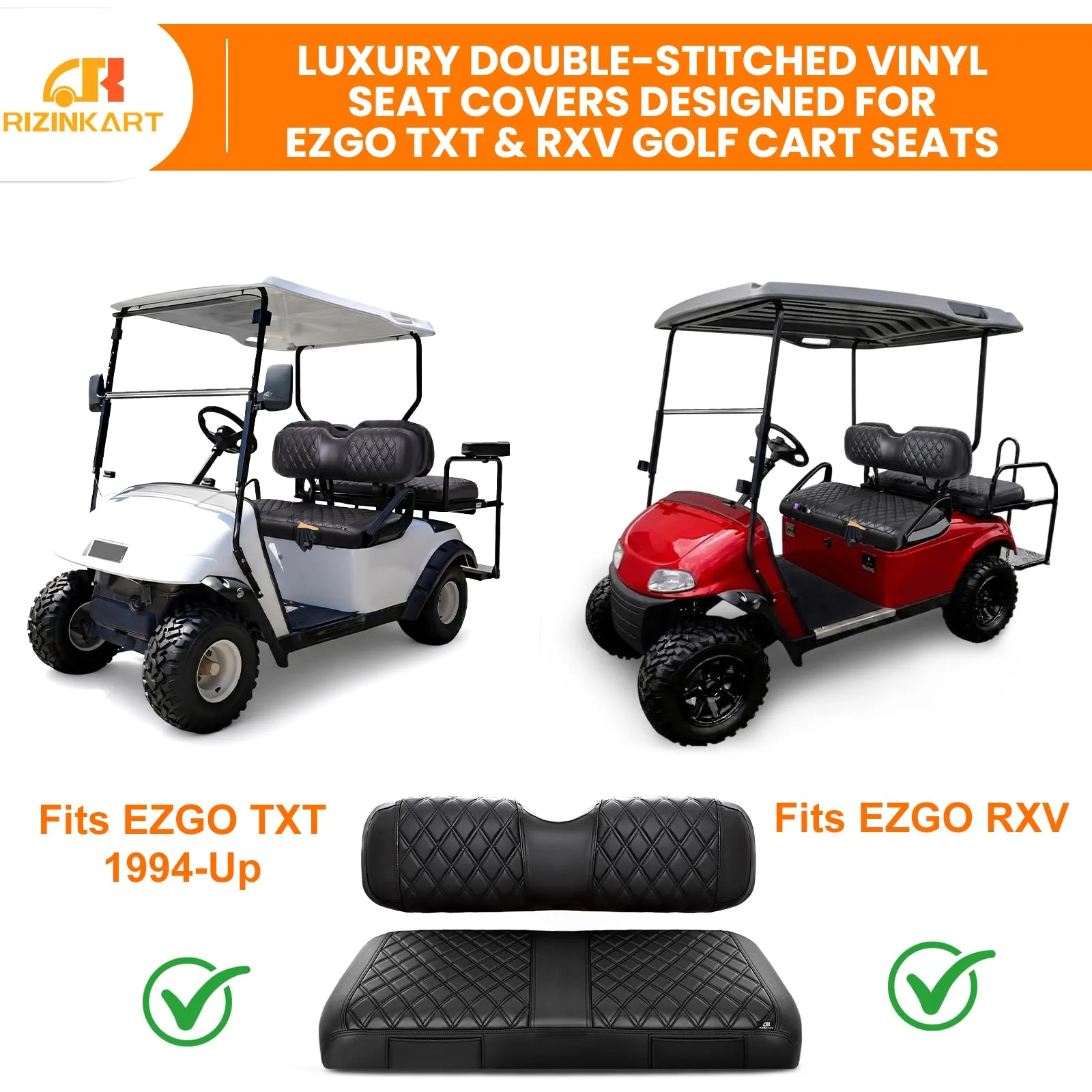 RIZINKART Front Seat Covers for EZGO TXT and RXV image 2