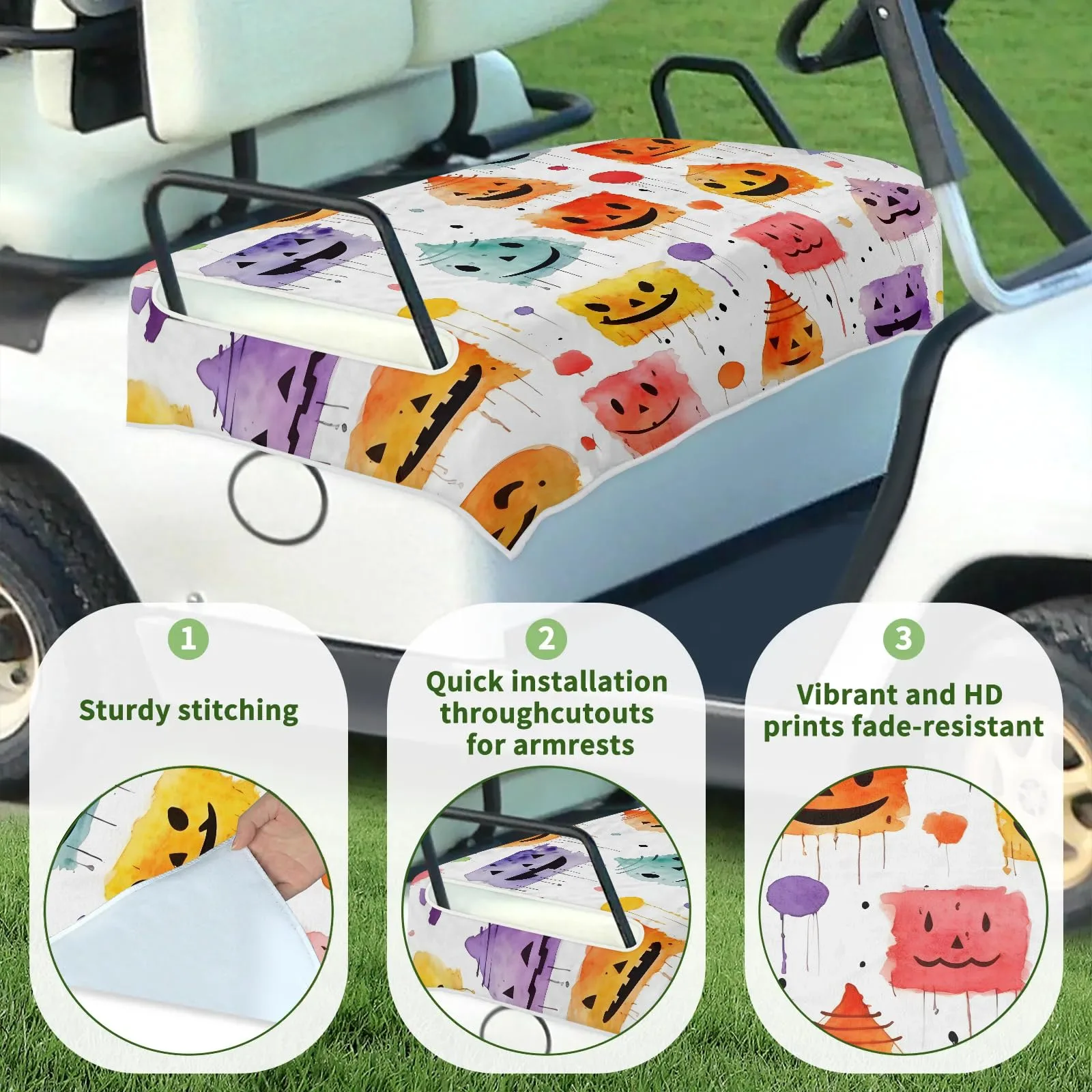 Tiveruda Halloween Ghost Golf Cart Seat Cover, 51 x 31 in image 3