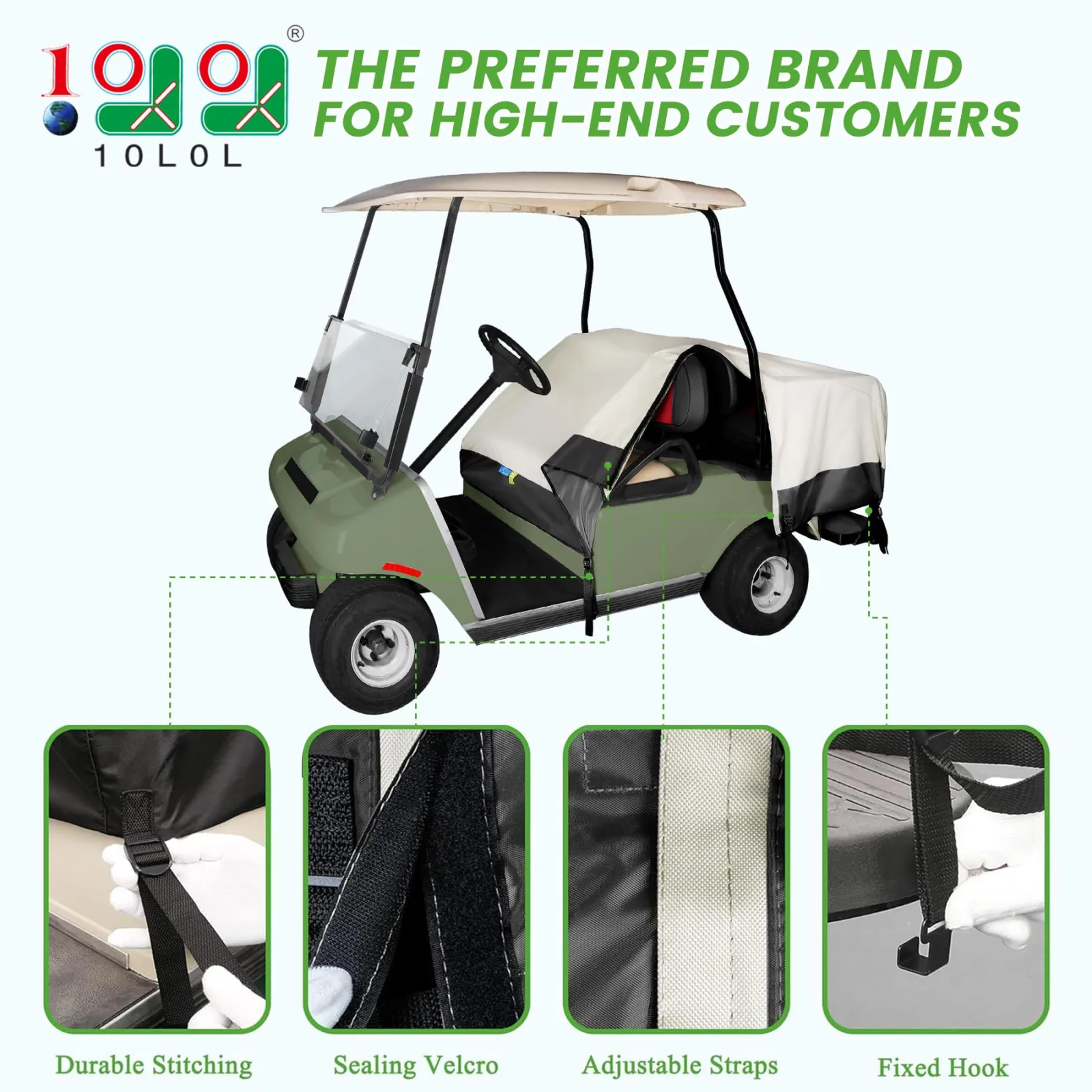 10L0L Golf Cart Seat Cover for E-Z-GO and Club Car image 2