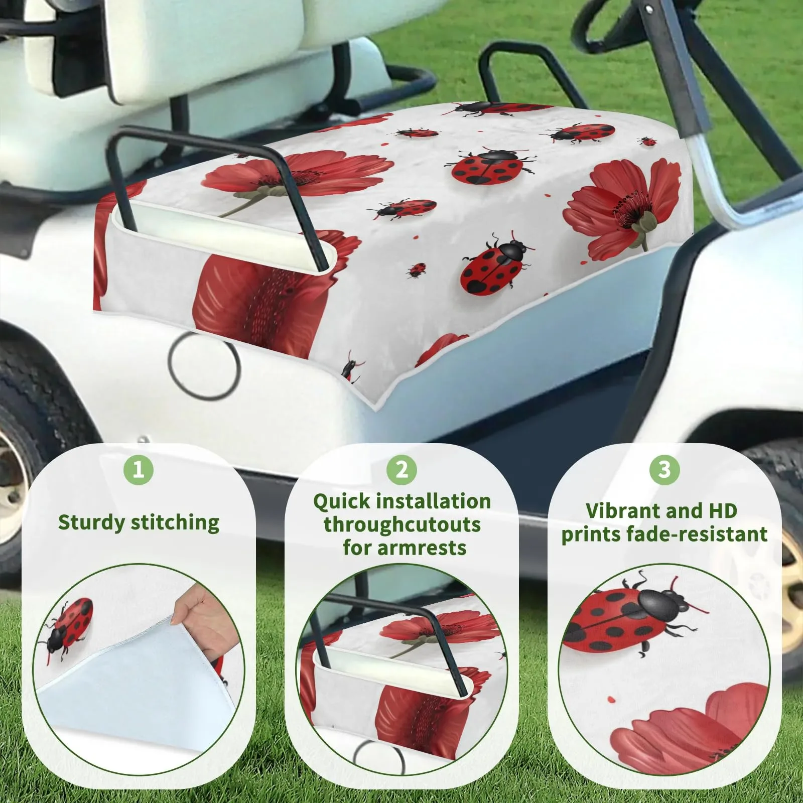 Tiveruda Golf Cart Seat Cover for Double Seats, 51 x 31 in image 3