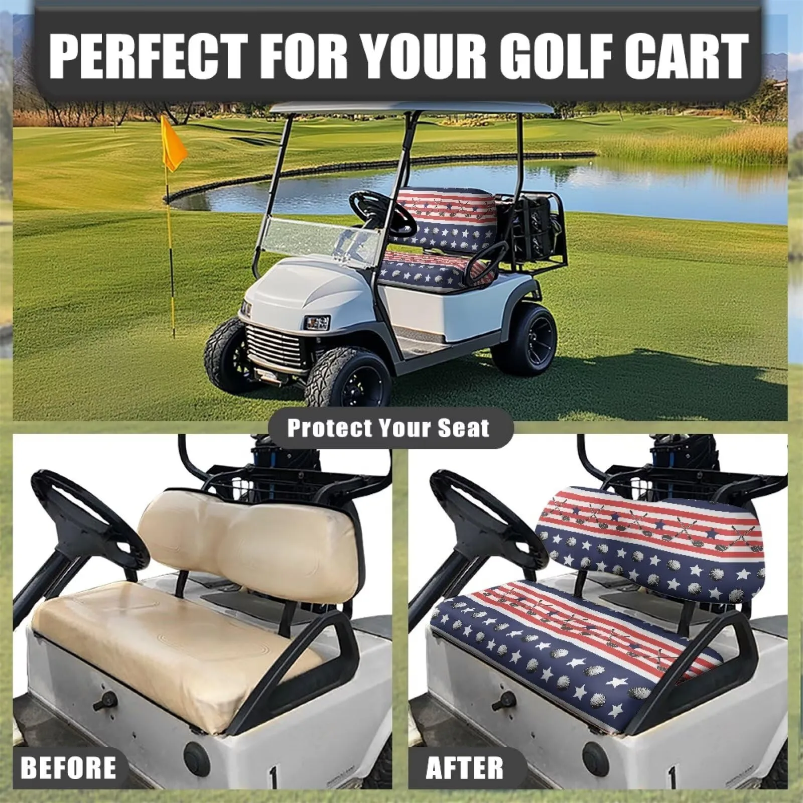 Quidrwyo Golf Cart Seat Covers for Club Car, 2-Piece Set image 4