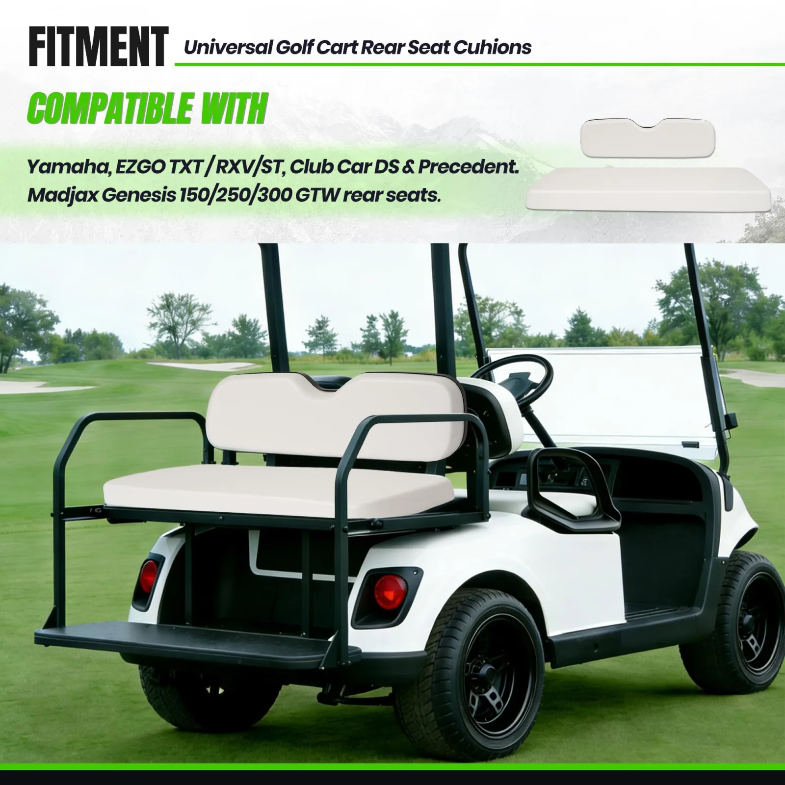 ECOTRIC Golf Cart Rear Seat Cushion and Backrest LYA-078-2-W image 2