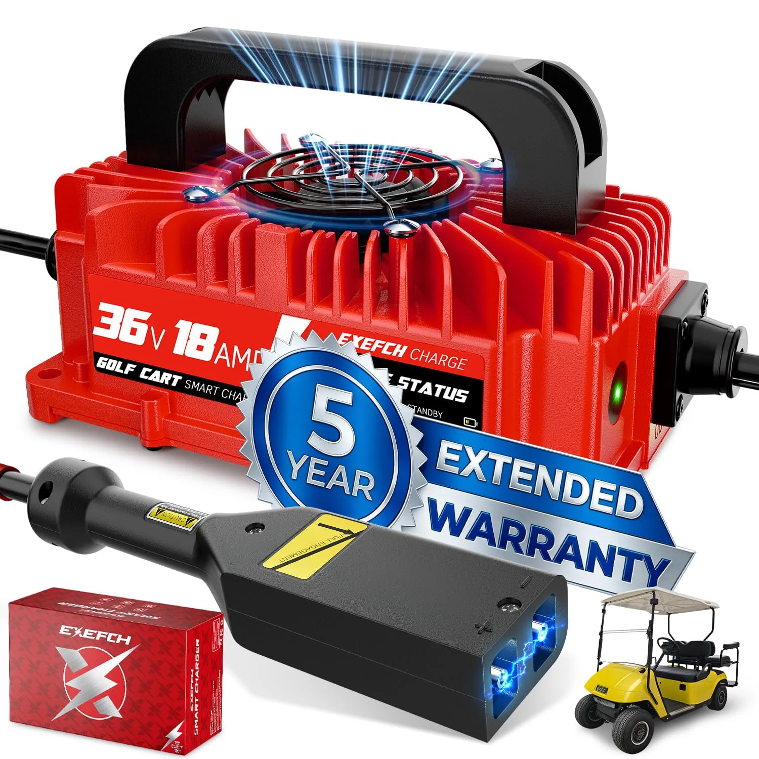 EXEFCH 36V 18A Charger for E-Z-GO TXT Golf Carts