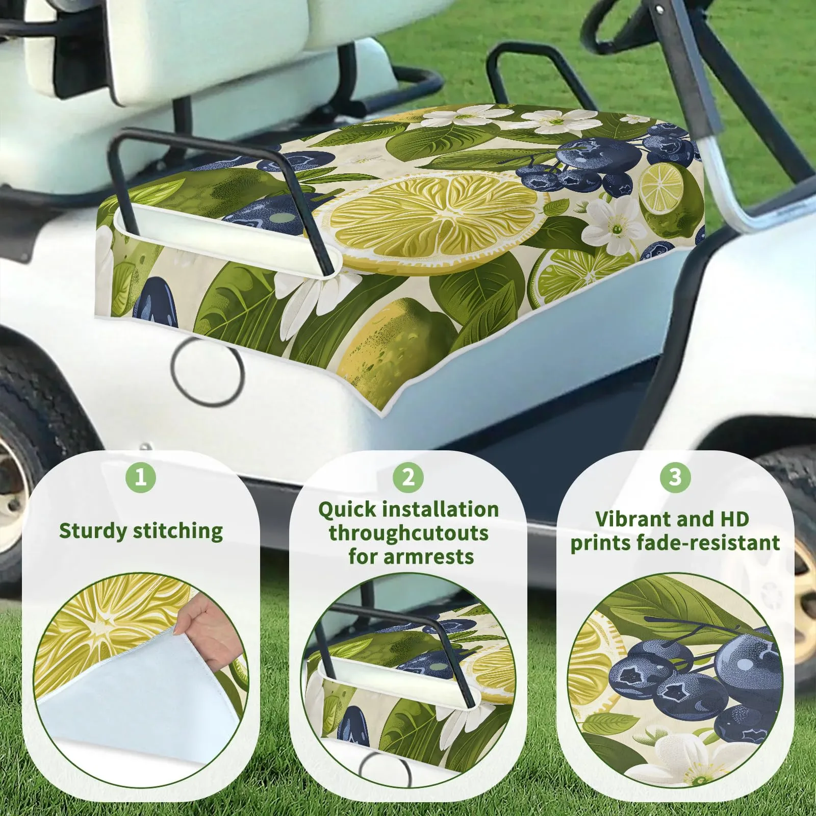 Tiveruda Fruit Lemon Berry Golf Cart Seat Cover image 3