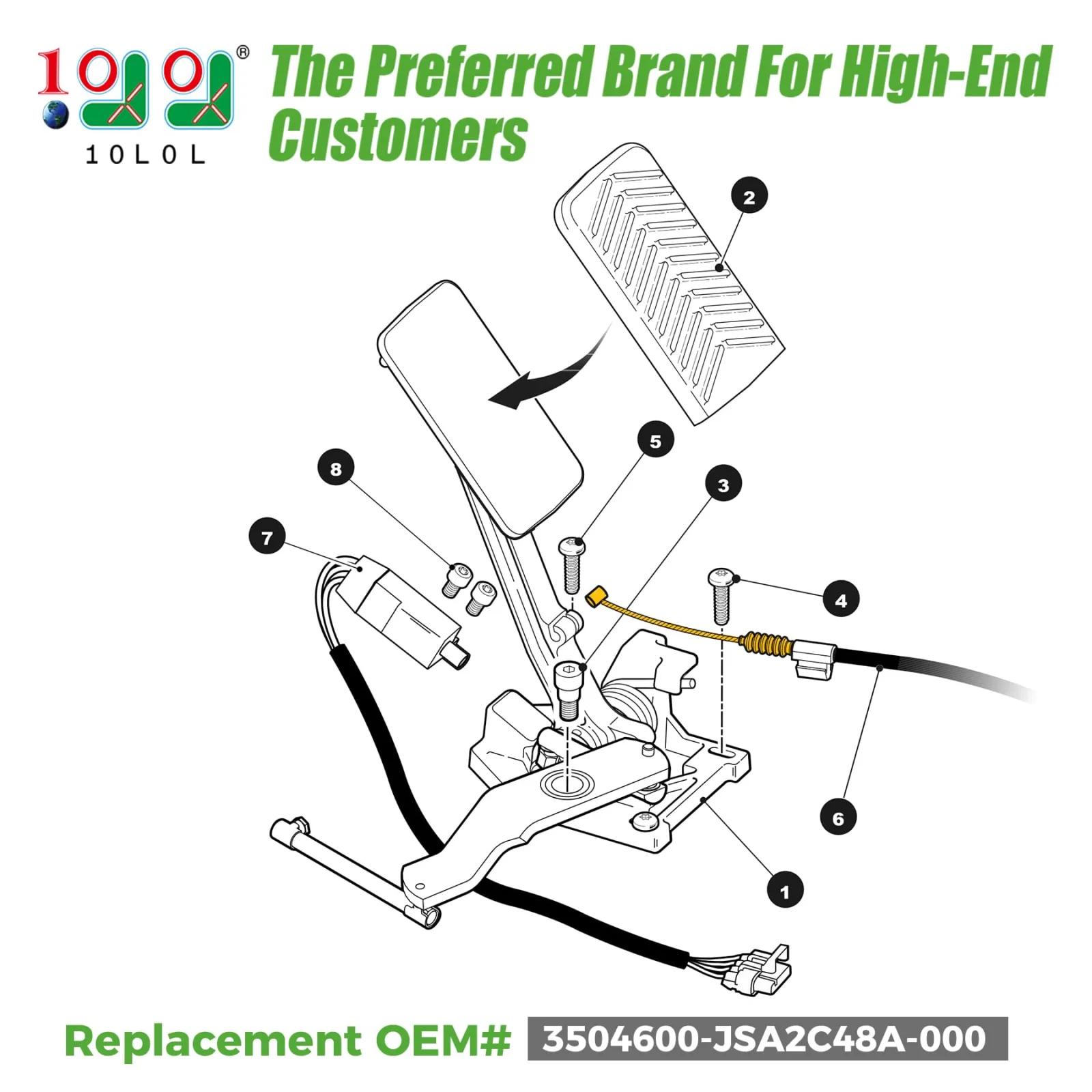 10L0L Accelerator Return Spring for EZGO RXV Electric image 2