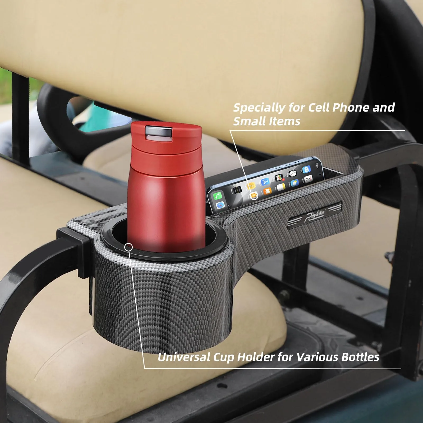 Roykaw Golf Cart Rear Seat Armrests with Cup Holders image 4