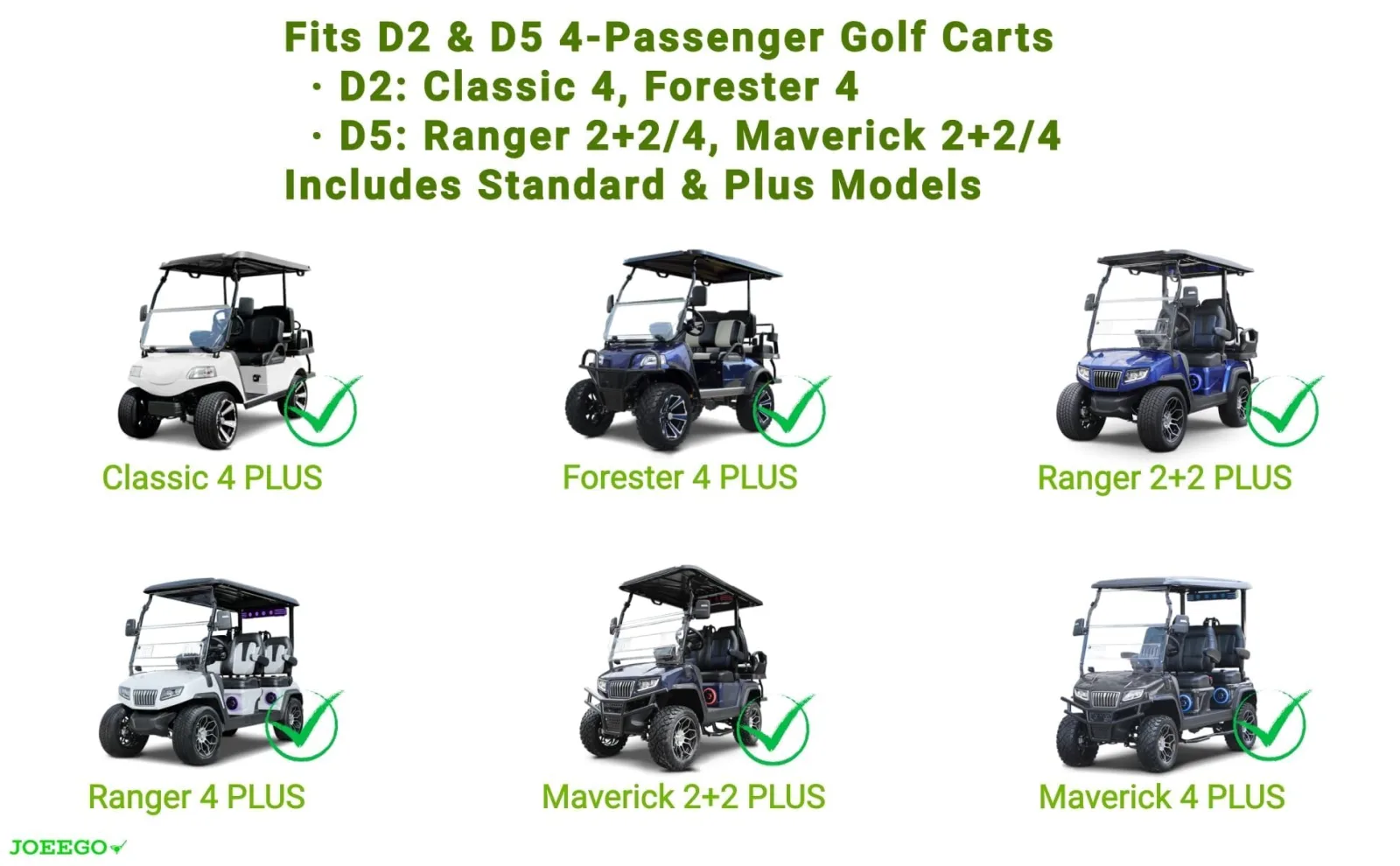 JOEEGO 4P Golf Cart Cover for D2 and D5 Golf Carts image 2