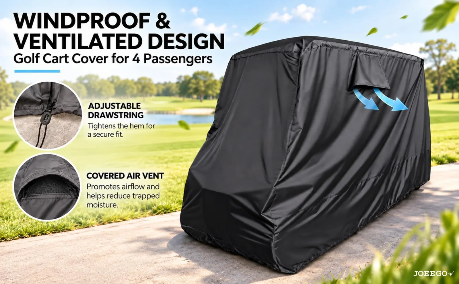 JOEEGO 4P Golf Cart Cover for D2 and D5 Golf Carts image 3