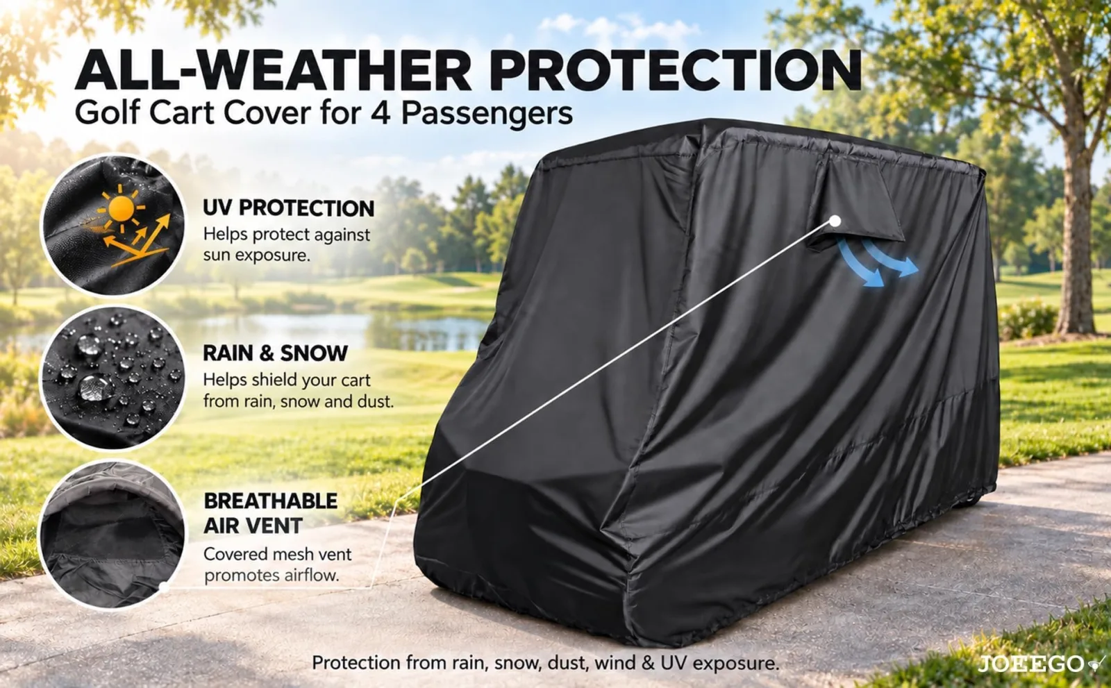 JOEEGO 4P Golf Cart Cover for D2 and D5 Golf Carts image 4
