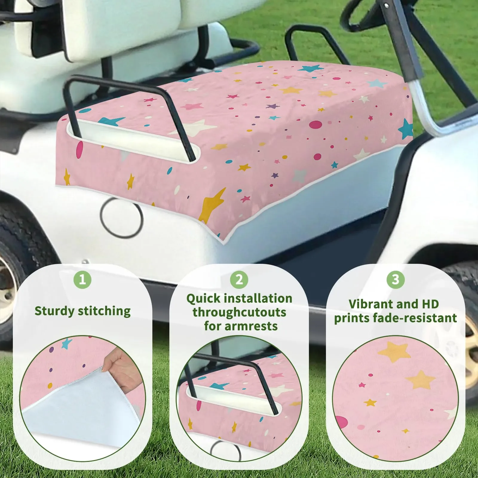 Tiveruda Kawaii Stars Golf Cart Seat Cover, 51 x 31 in image 3