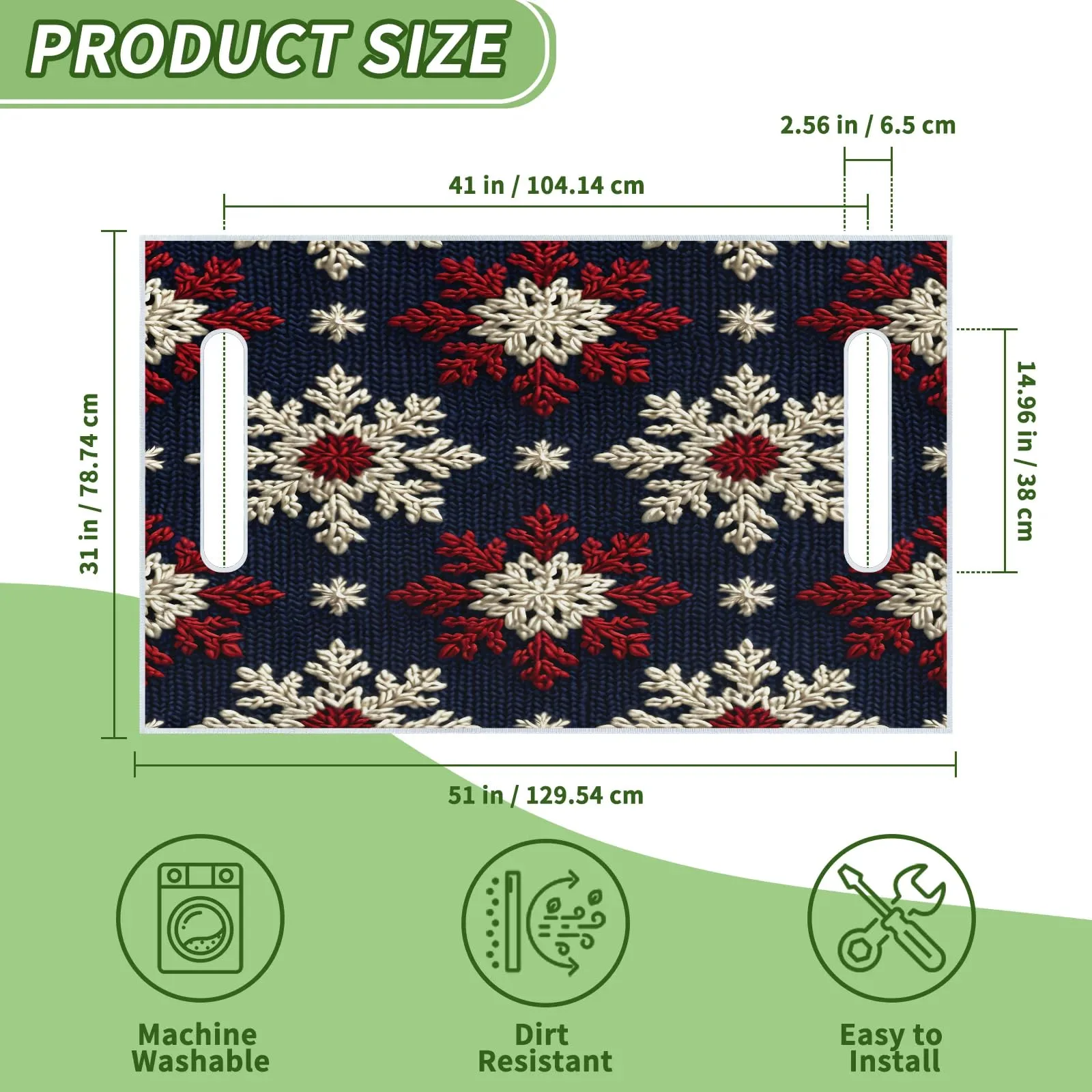 Tiveruda 51" x 31" Retro Christmas Knit Universal 2-Person Golf Cart Seat Cover image 2