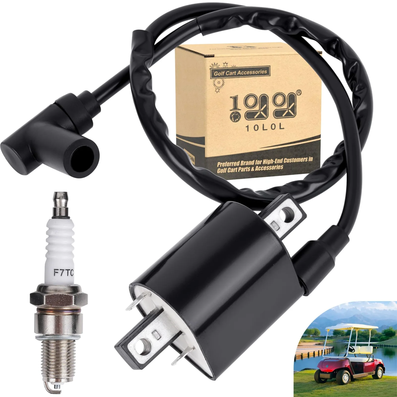 10L0L Ignition Coil and Spark Plug for Yamaha Golf Carts