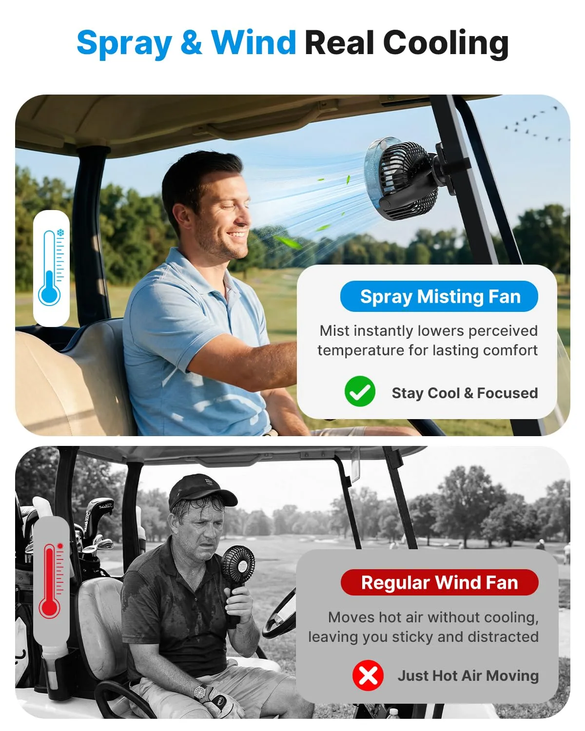 BOYISEN Magnetic Misting Golf Cart Fan BYN-GCF-02 — 2-Pack image 3