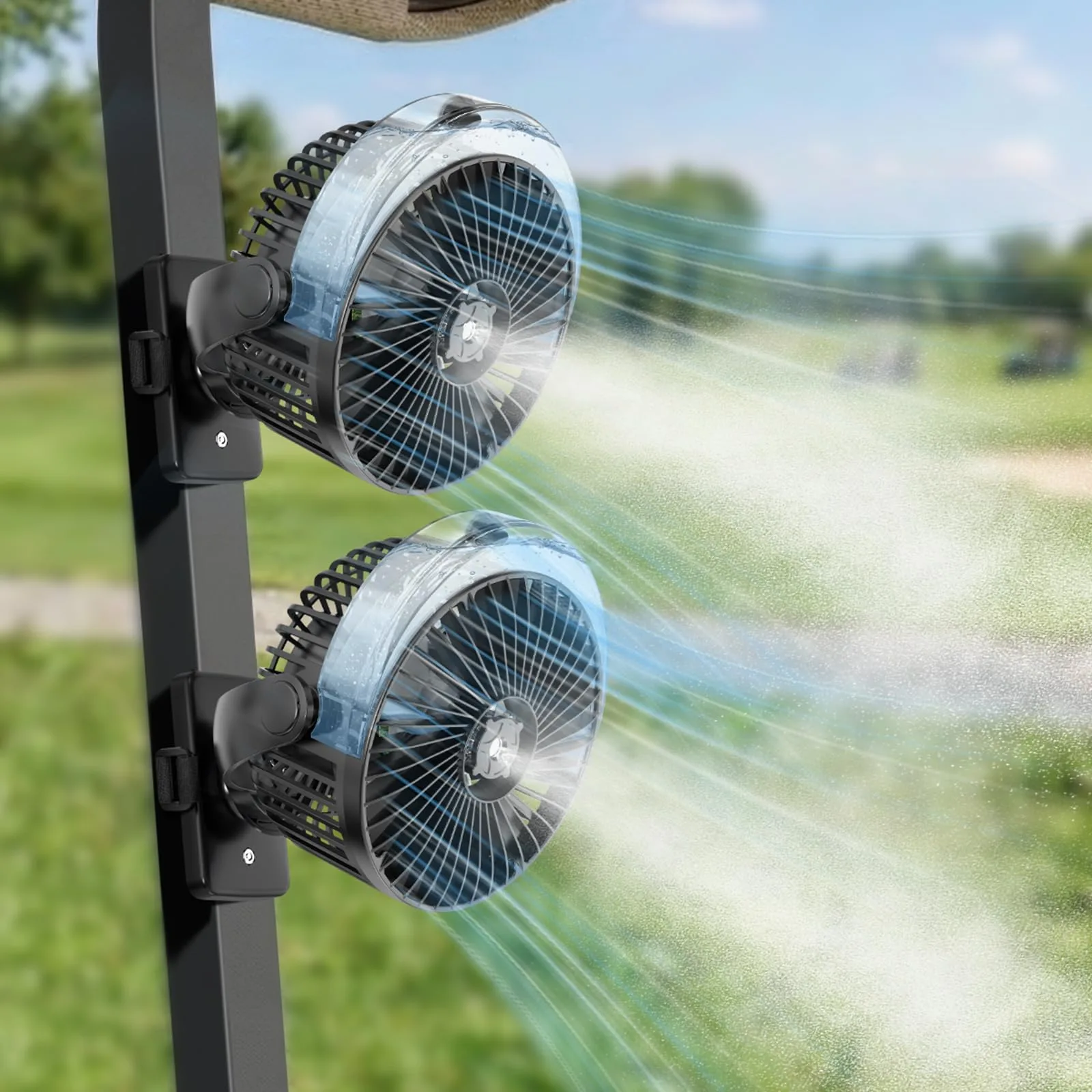BOYISEN Magnetic Misting Golf Cart Fan BYN-GCF-02 — 2-Pack