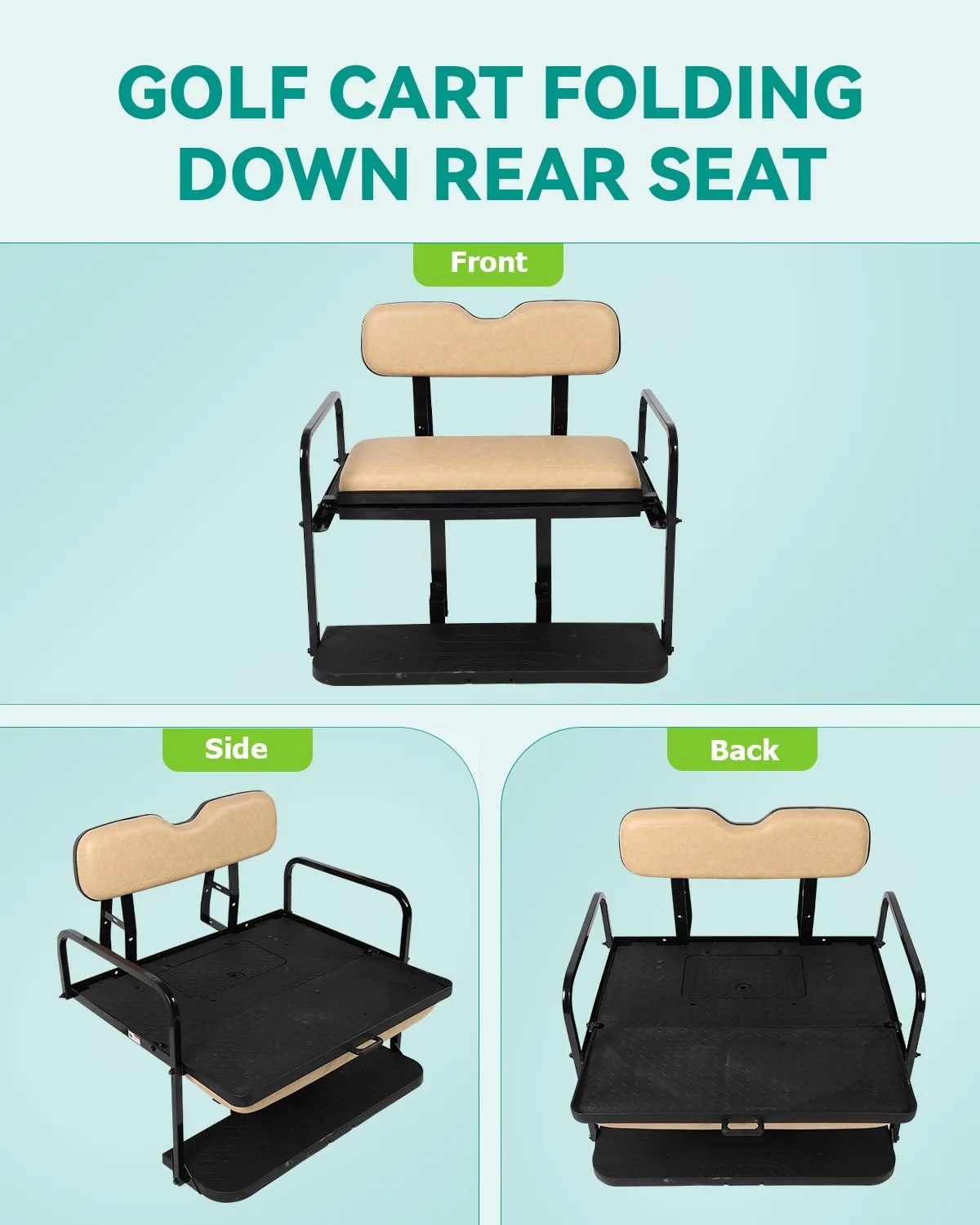 ILVGOLF Rear Flip Seat for E-Z-GO TXT, Tan image 3