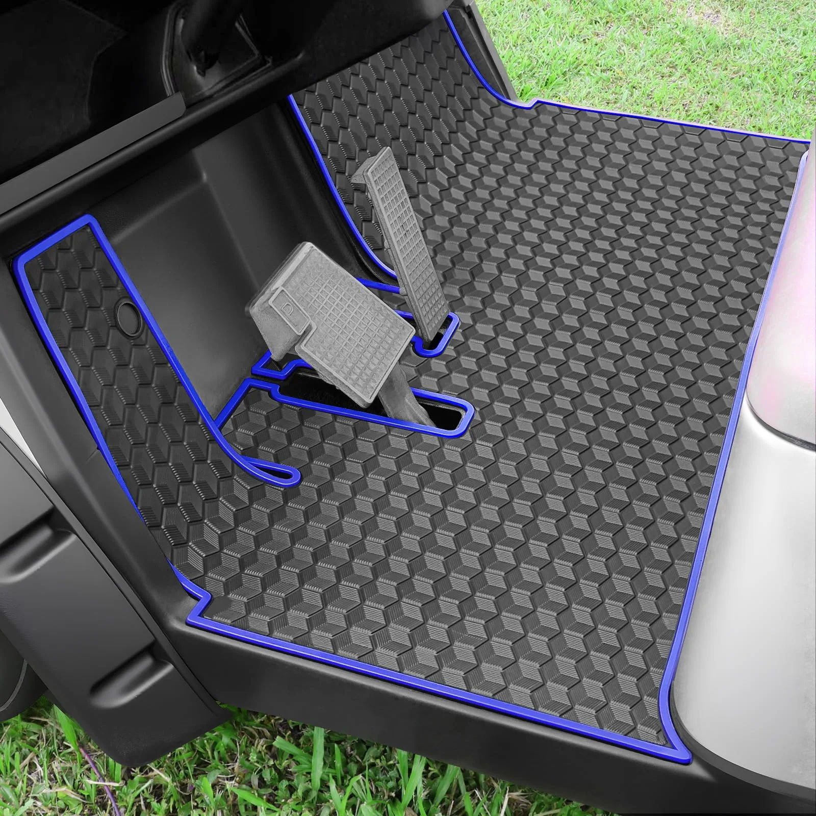iLSKW Blue Rubber Floor Mat for Yamaha Drive2 Golf Carts