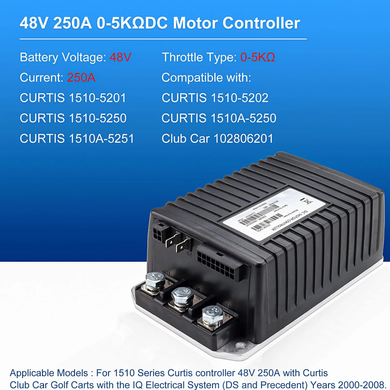 IgniSpark 1510A-5201 48V 250A Controller for Club Car image 2