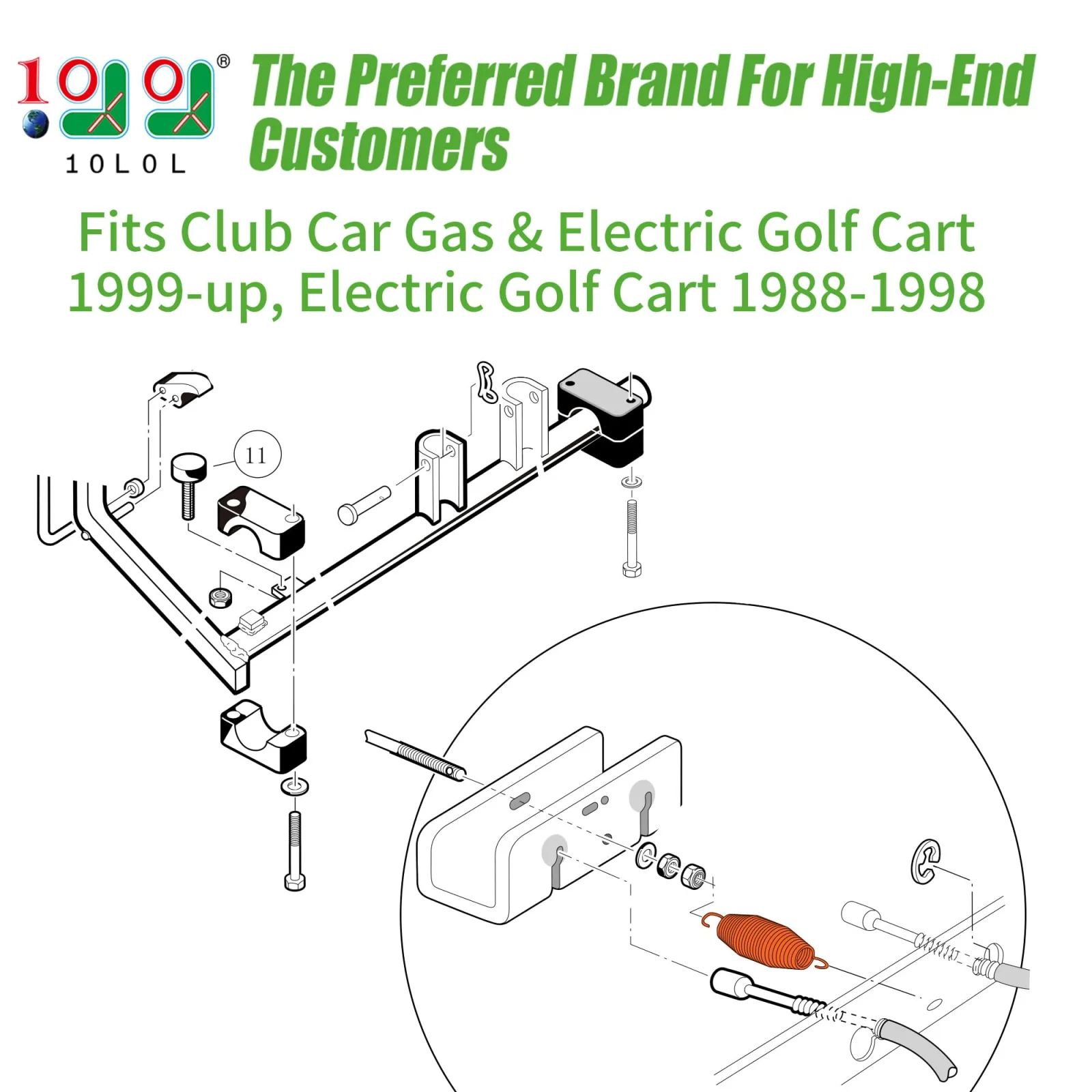 10L0L Brake Return Spring for Club Car DS image 2