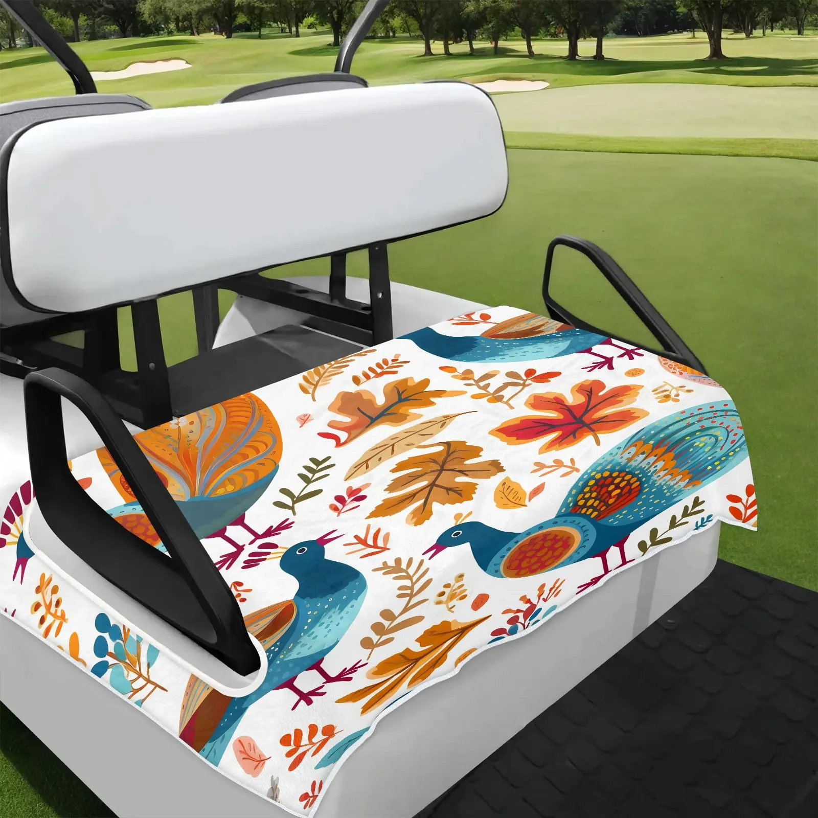 Tiveruda Peacock Golf Cart Seat Cover for Double Seats