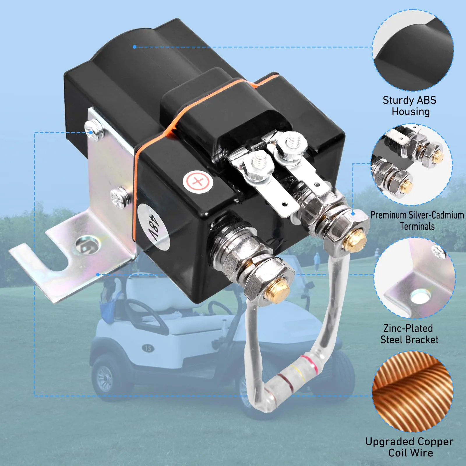DingRan 48V Solenoid Kit for Club Car DS and Precedent image 3