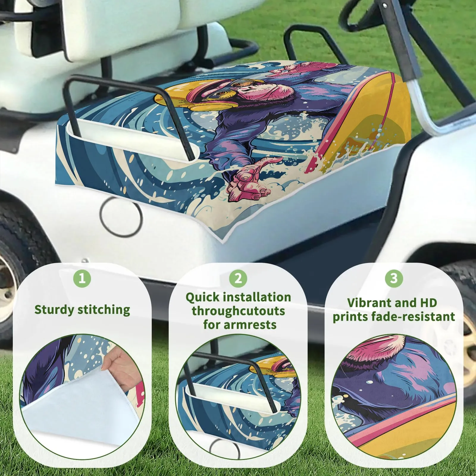 Tiveruda Golf Cart Seat Cover for Double Seats image 3