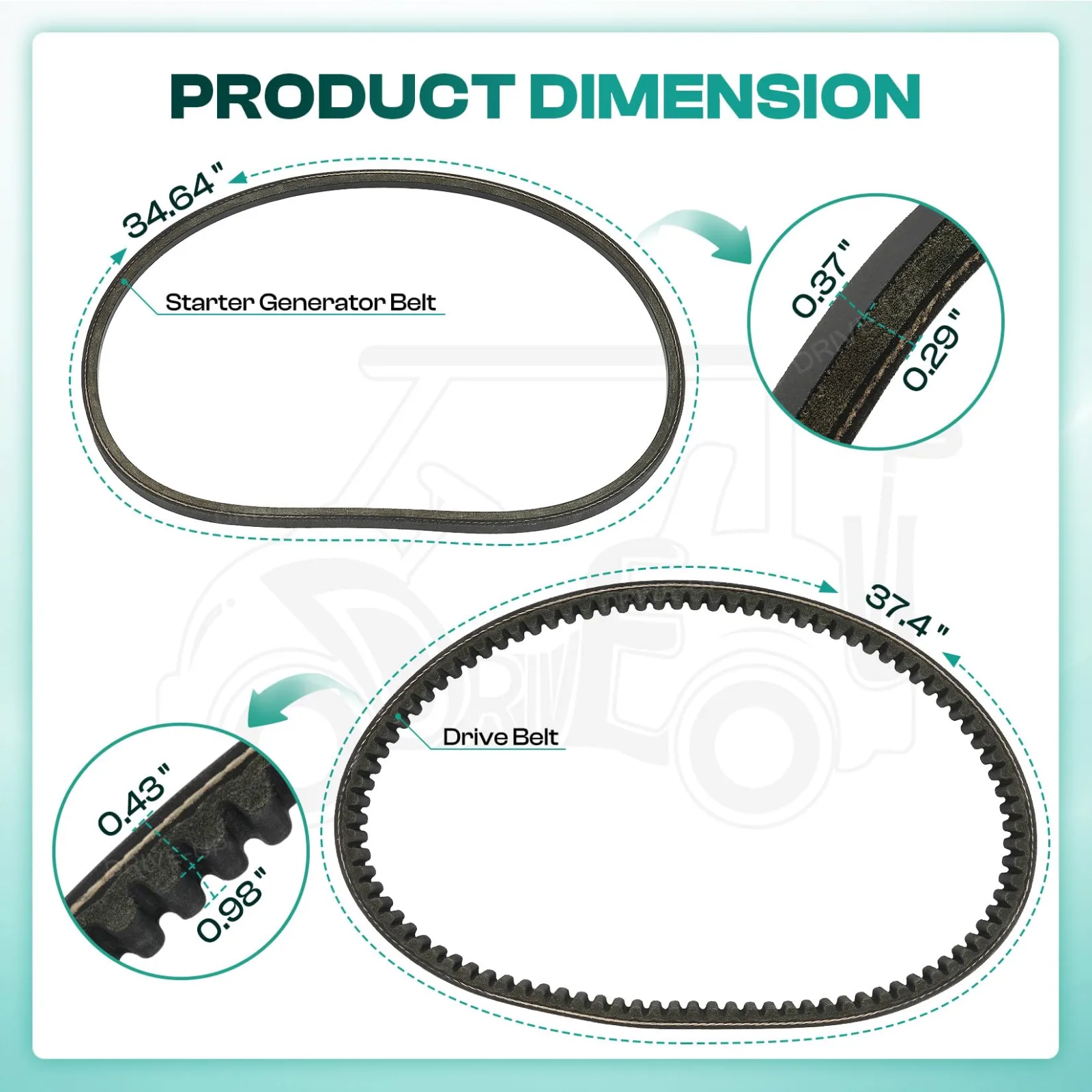 DRIVE UP DU00094 Belt Kit for Club Car DS and Precedent image 3