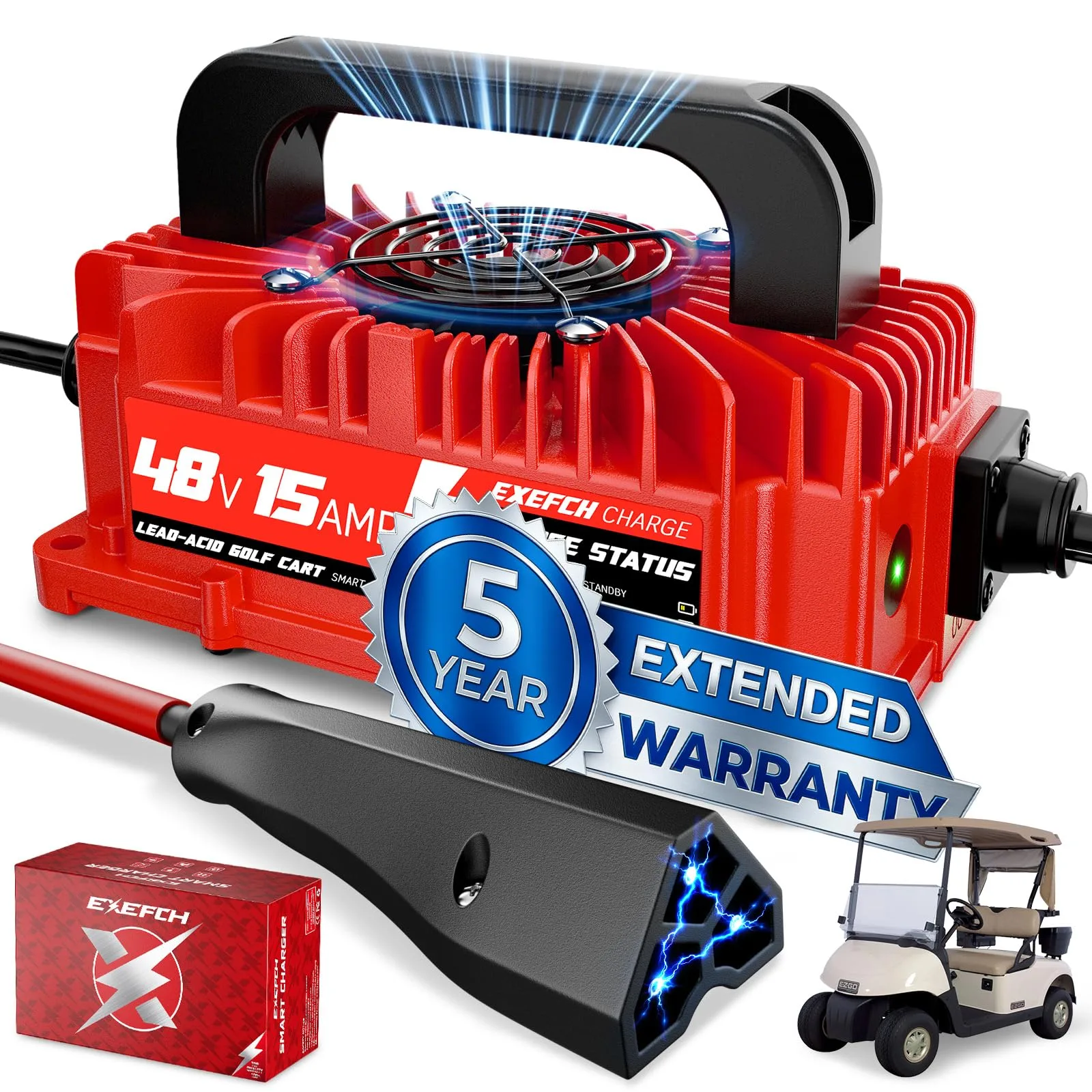 EXEFCH 48V Golf Cart Charger for E-Z-GO and Club Car