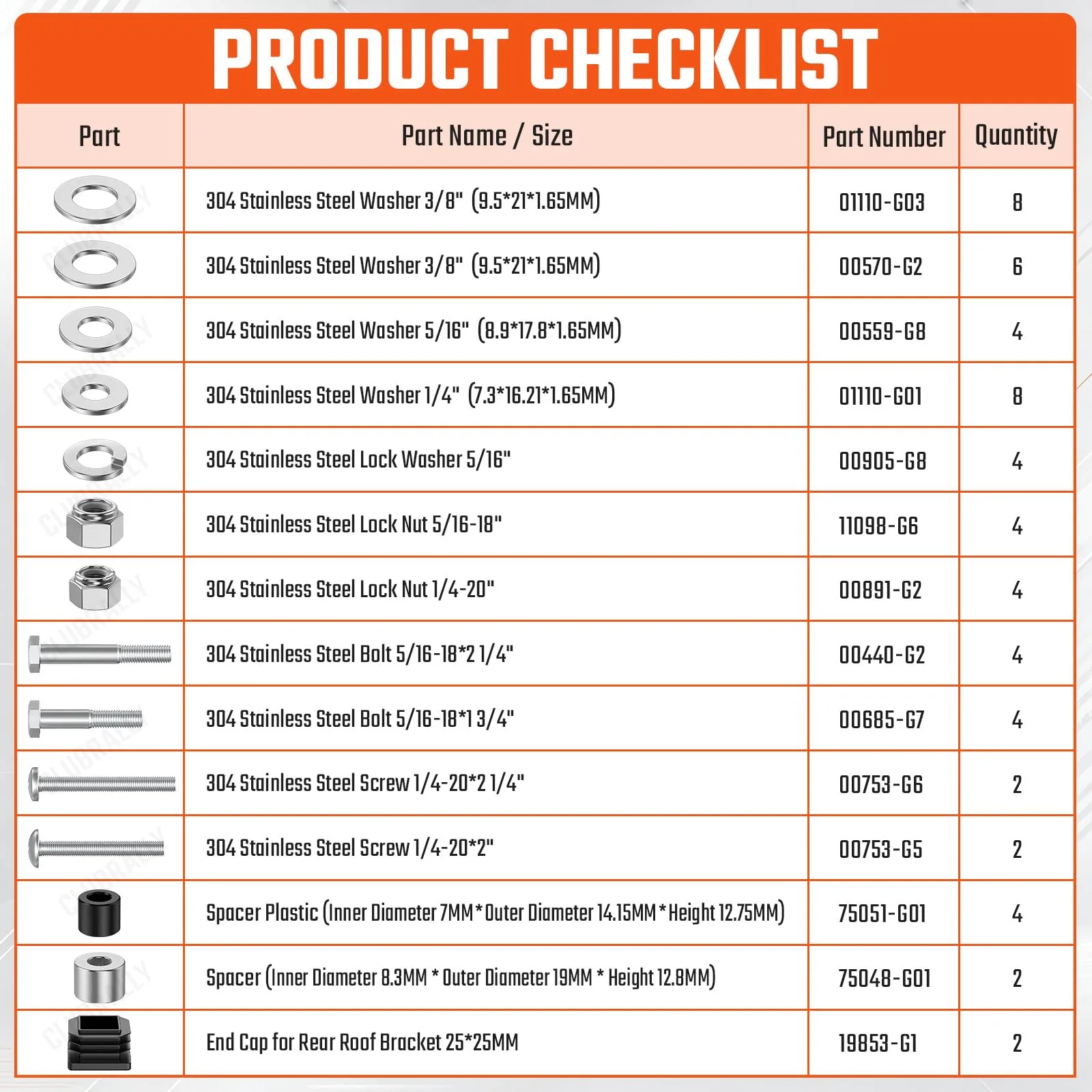 CLUBRALLY Suntop Hardware Kit for E-Z-GO TXT, 1994-2013 image 4