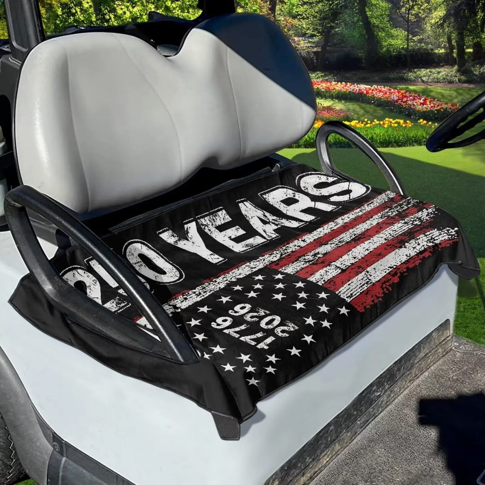 Tomeusey Patriotic Golf Cart Seat Cover for 2-Seat Carts