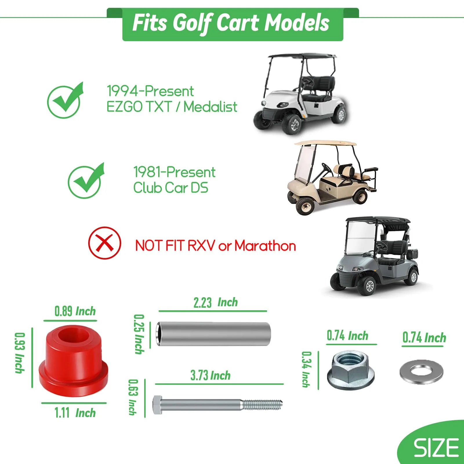 Cartalia Rear Leaf Spring Bushing Kit for E-Z-GO and Club Car image 2