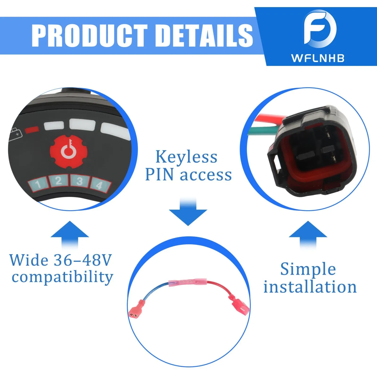WFLNHB 36V-48V Keyless Golf Cart Ignition Switch image 4