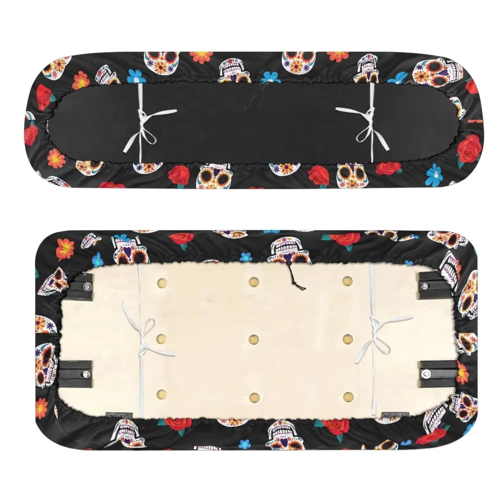 Quidrwyo Floral Skull Golf Cart Seat Cover Set image 2