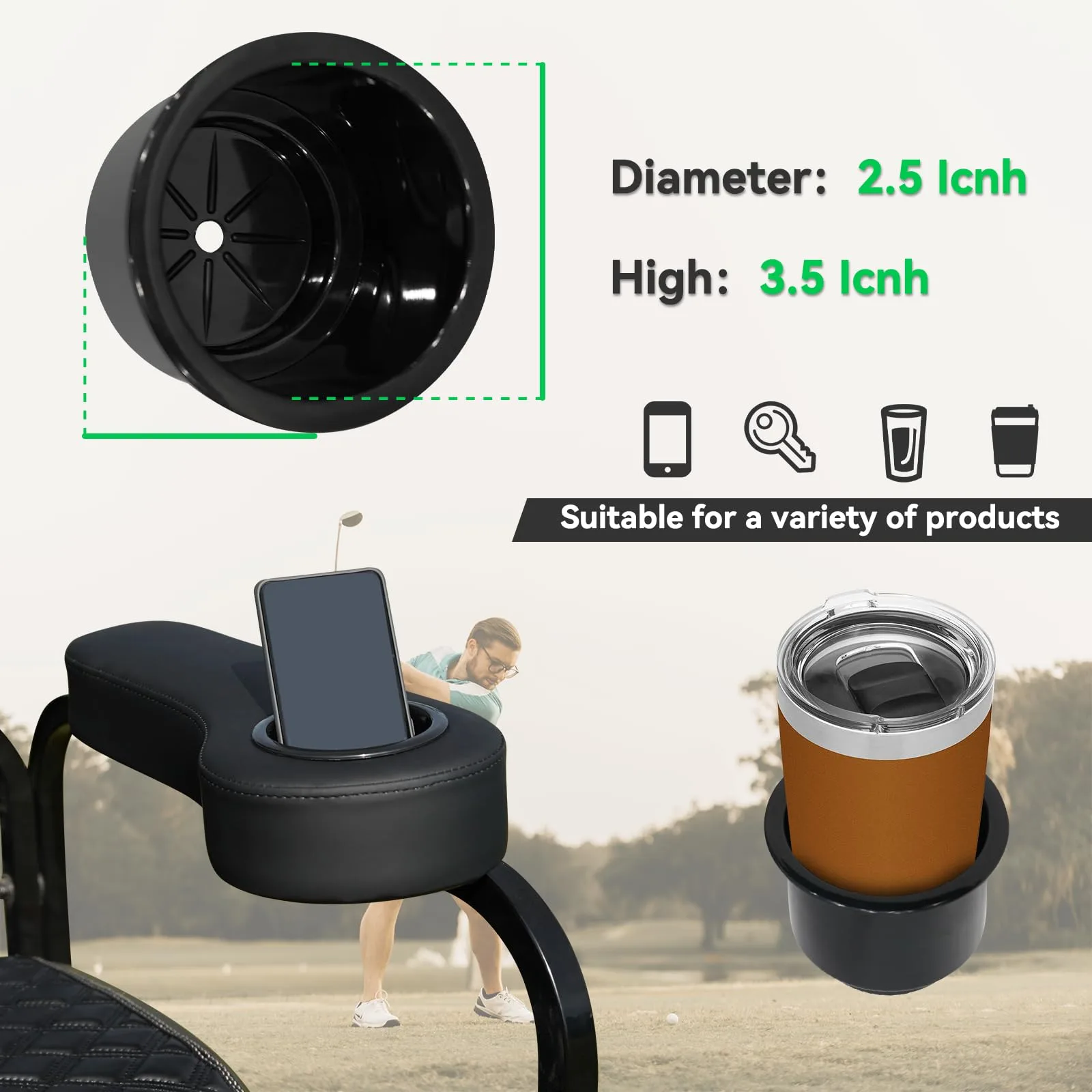HANGKUNNEE Golf Cart Rear Seat Armrest With Cup Holder image 3