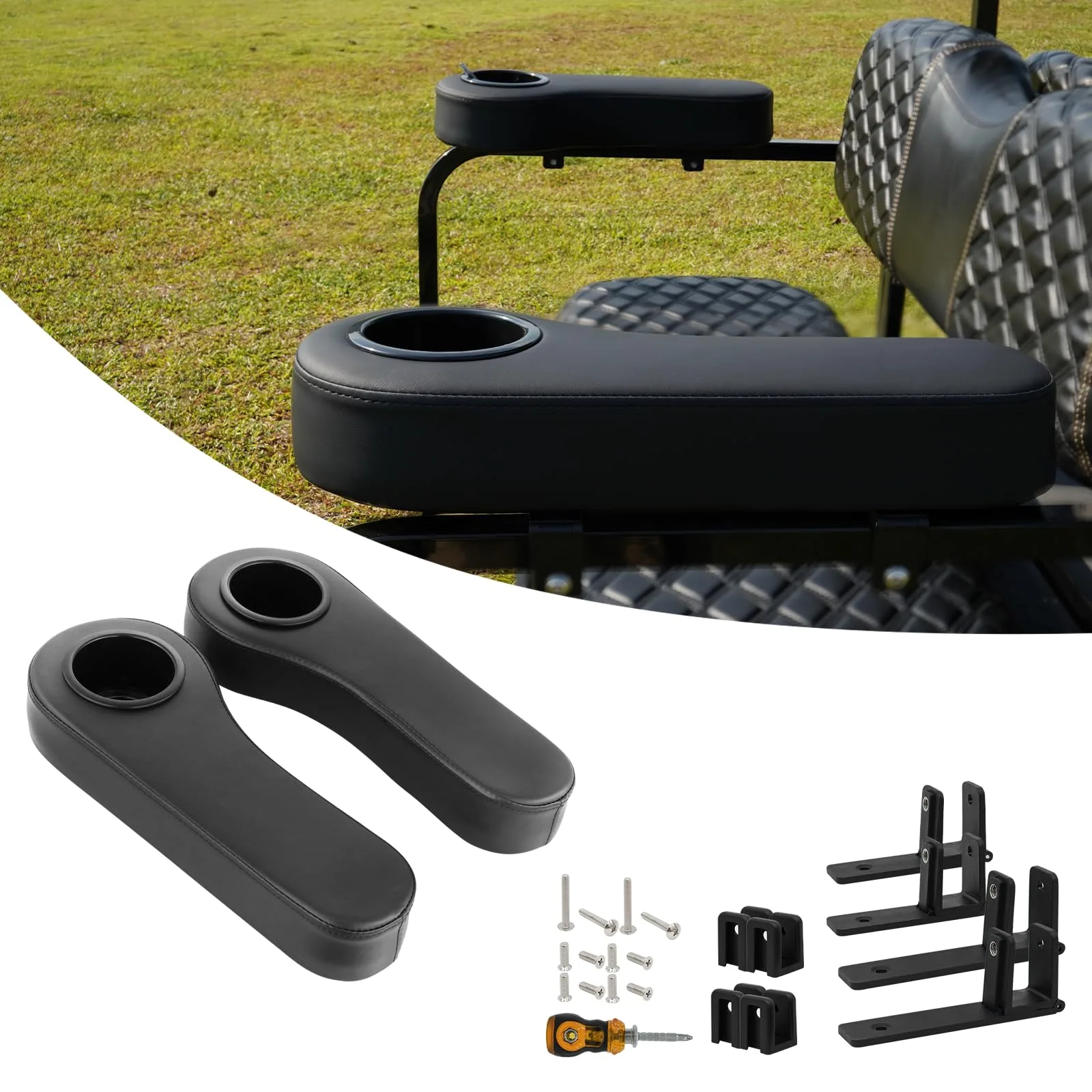 HANGKUNNEE Golf Cart Rear Seat Armrest With Cup Holder