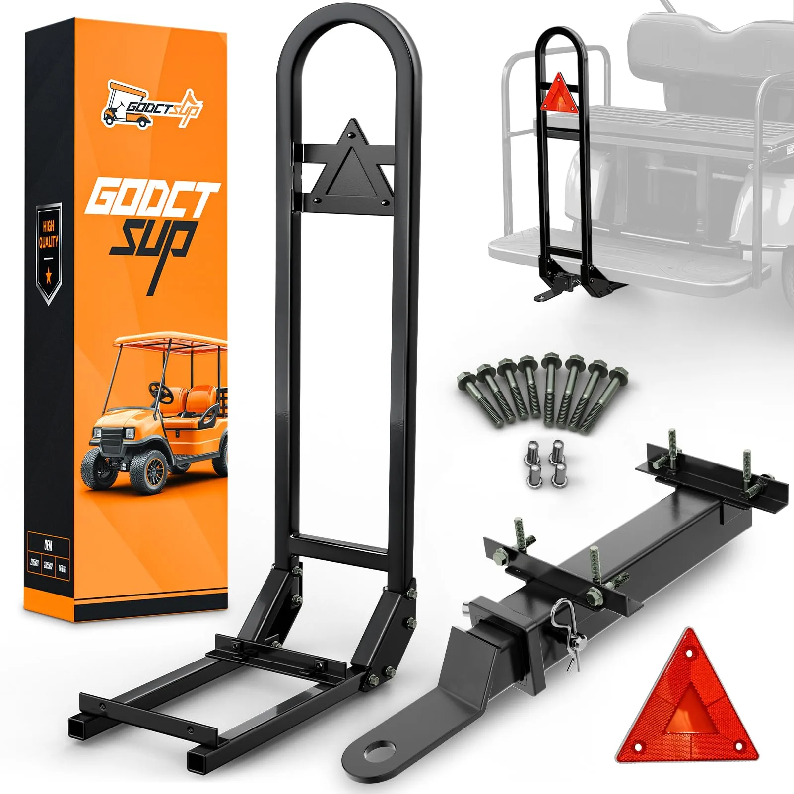 GODCTSUP Golf Cart Rear Seat Grab Bar and Trailer Hitch