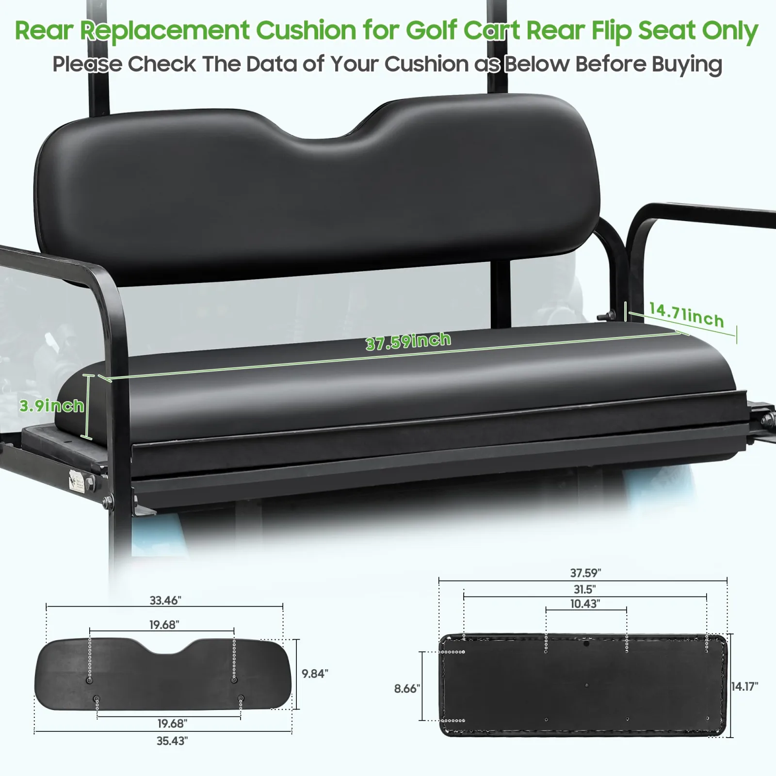 10L0L Y266-B02 Rear Golf Cart Seat Cushions image 4