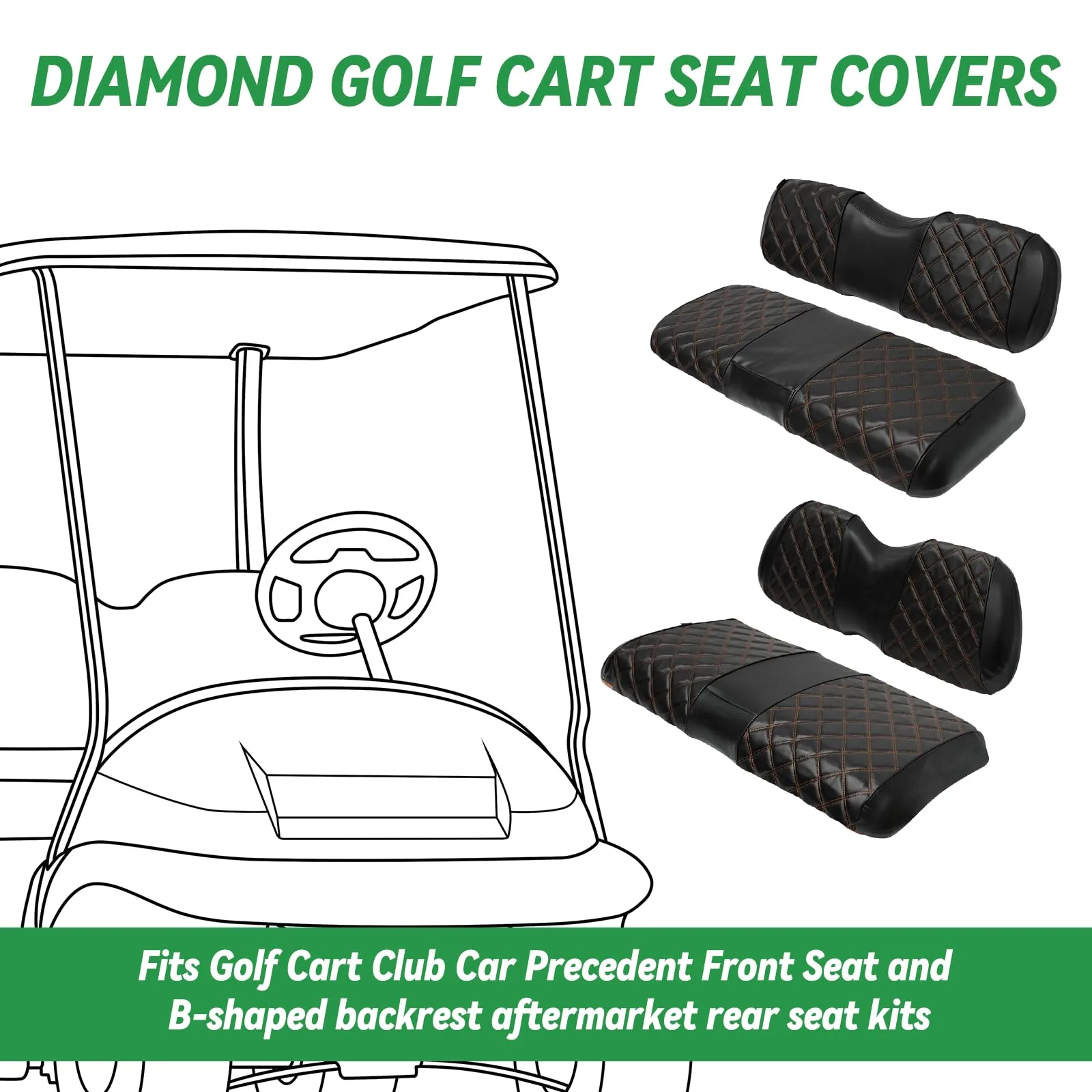 Club Car Precedent Seat Covers 2004-Up Black CP-FB-Black image 2